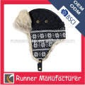 Unisex snow faux fur hat with knitted patch